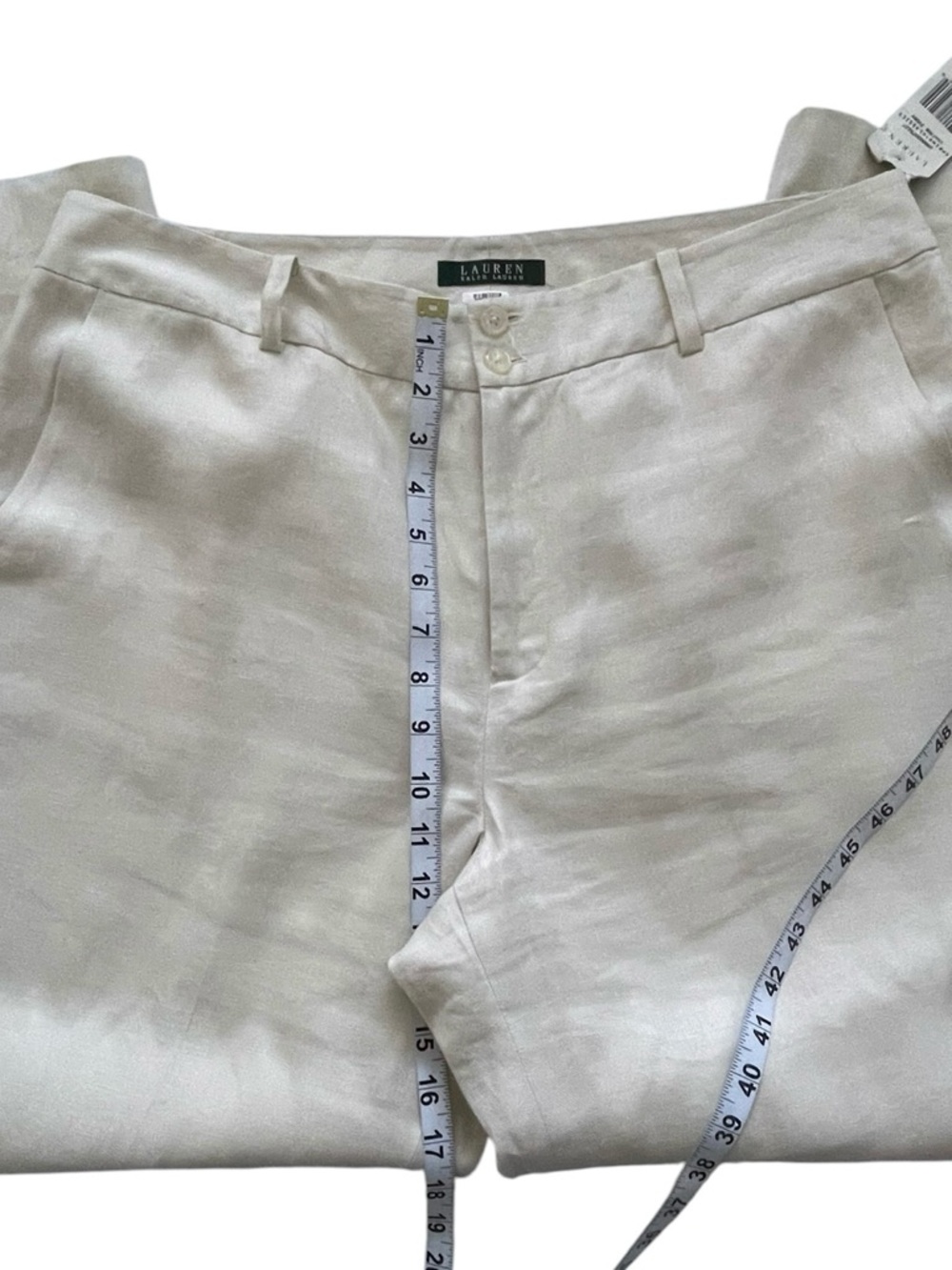 Lauren Ralph Lauren Cream wide leg, fully lined linen dress pants Sz: 16 NWT - Picture 6 of 8
